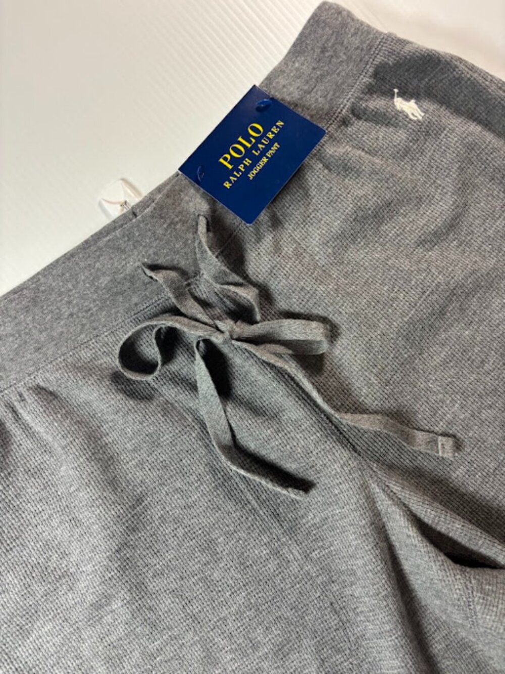 Polo Ralph Lauren Men's Grey Heather Waffle Knit Jogger Pants Large New w/ Tags